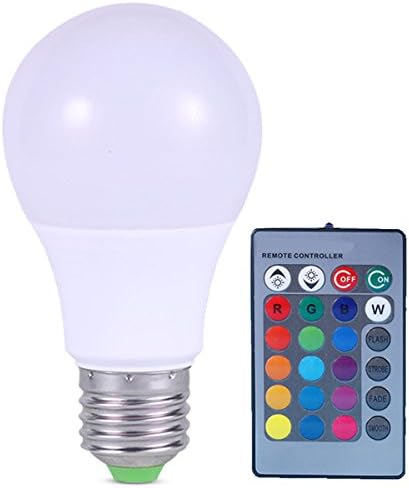Docopoo E26 Led Light RGB Bulb Energy Saving Lamp 5W 16 Multi Colors Changing with IR Remote Controller Included