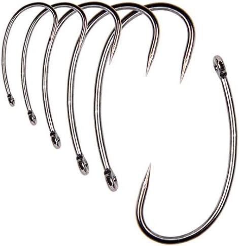 Barbless Fishing Hooks, 120pcs Barbless Trout Carp Hooks Circle Curve Shank Carp Fishing Fly Tying Hooks for Hair Rig Freshwater Saltwater