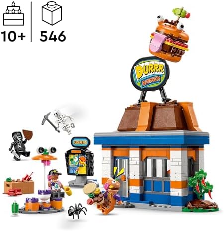 Fortnite Ristorante di Durrr Burger - Gioco Creativo con le Minifigure di Bombarola da Spiaggia, Manzo-boss e Makaber - Regalo per Gamer, Bambini e Bambine da 10 Anni in su da Collezione - 77076