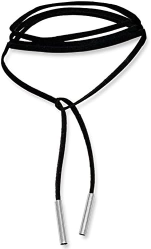 Black Leather Choker Collar Necklace with Silver Tube - Adjustable Long Collar Leather Necklace by Woowom