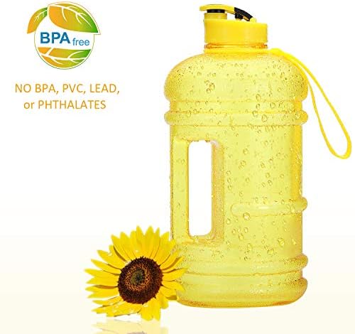 Vaupan Half Gallon Big Water Bottle, 2.2L/73OZ Large Leak Proof Sports Jug with Handle, Huge BPA Free PETG Plastic Wide Mouth Drinking Container Flask for Fitness Gym Biking Outdoor Travel