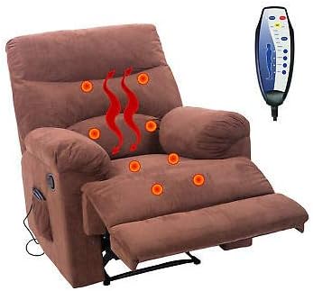 Faux Suede Heated Vibrating Massage Recliner Chair with Remote