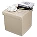 Ollieroo® Faux Leather Folding Storage Ottoman Bench Seat Foot Rest Stool Coffee Table (15''X15''X15'' Beige)