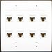 RiteAV 8 Port Flat Dual 2 Gang Ethernet Cat6 RJ45 Network Wall Plate - White