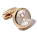 HJ Men's 2PCS Fashion Dazzle Tuxedo Shirts Platinum Plated Cufflinks Initial Letter 2 Color A-Z (Gold S), Small