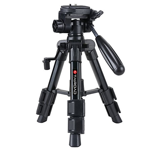 Tairoad T111 Lightweight Mini Tabletop Tripod Stand with Pan Tilt Head and Flip Lock Compatible