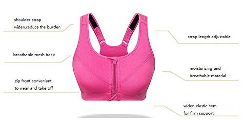 APIKA Sport Bh Vooropening Rits Vooraan Hoge Impact Ondersteuning Verstelbare Trainings Bh - Image 6