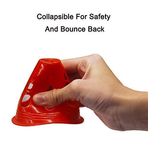 TOCO FREIDO Windproof Training Cones for Ultimate Soccer Football Training and Drills. Football Pylons, End Zone Markers, Soccer Goals and Skating Practice. Collapsible Traffic Safety (30 Pack)