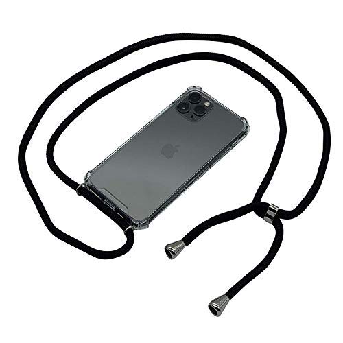 OCTOSTRAP Phone Necklace Case for iPhone 11 - Easy to Carry Mobile Phone Case - Transparent Cover with Cord Strap - Lanyard Rope Mobile Case - Travel Carrying Case for Men and Women (Black)