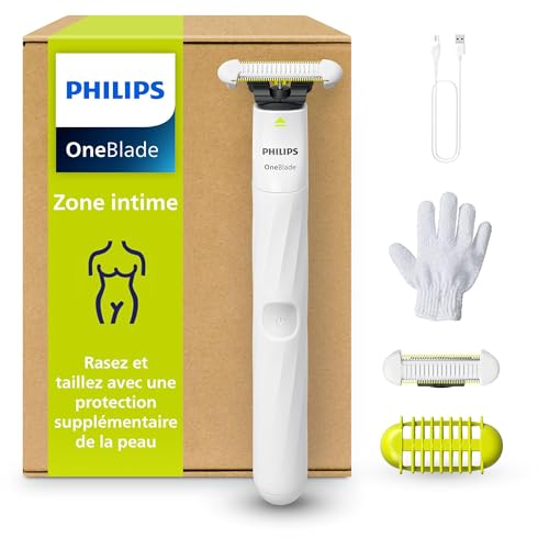 OneBlade Intimate, rasage intime, tailler et raser avec protection cutanée supplémentaire, Rasage proche et confortable - pas complètement nu, modèle QP1924/28