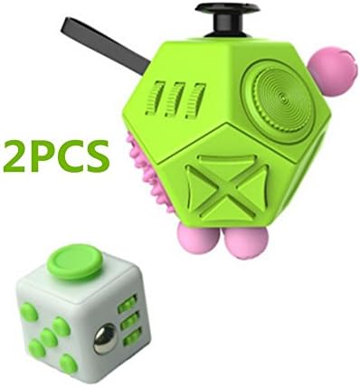 Taold 2 Pcs Relieve Stress Anxiety Fidget Dice II and Fidget Dice I Toys Set (Green1 green)