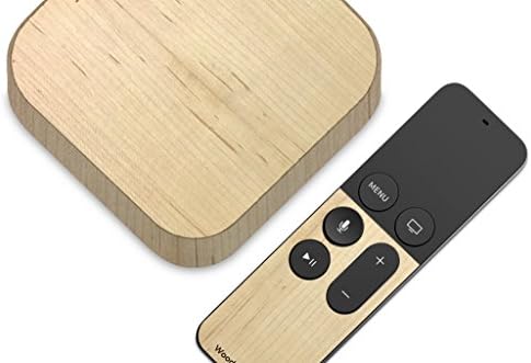Genuine Hardwood Cover for New Apple TV and Siri Remote by WoodySkins The Original Wood Skin Co. - Peel-N-Stick 3M Technology - Crafted in America (Natural Cut)