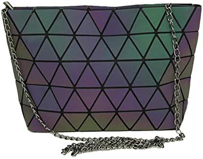 Geometric Cross-Body Messenger Bag Shoulder Bag Evening Hangbag Purse with Metallic Strap For Women (M-4)