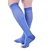 Doc Miller Open Toe Compression Socks, 20-30 mmHg, Toeless, Support Circulation, Shin Splints, Calf Recovery, Post Op, Knee High, Medical Grade, Blue Socks, Medium Size for Men & Women, Pair