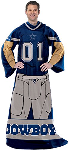 Dallas Cowboys Official NFL 48 inch x 71 inch Throw Blanket With Sleeves by The Northwest Company