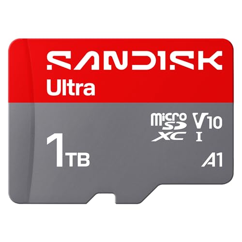 SANDISK Ultra microSDXC 1 TB, UHS-I-Karte + SD Adapter (bis zu 195MB/s Lesen, Full-HD-Video, V10, U1, C10, A1) Karte für Android-Smartphones oder -Tab