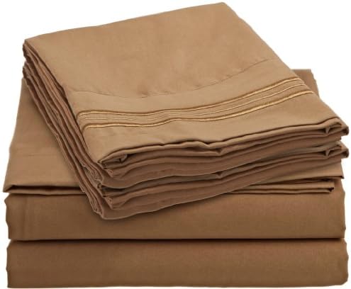 1800 Collection 6-Piece Bed Sheet Set with Bonus Pillowcases, Queen, Mocha Light Brown