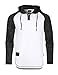 ZIMEGO Men's Contrast Long Sleeve Round Bottom Raglan Hoodie Henley T-Shirts,White Black,Large