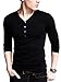 Neonysweets Mens Long Sleeve Henley Shirts with Button Placket Black Size L