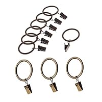 Ailifly 20 Pack 1.8" OD 1.5" ID Curtain Clips,Strong Metal Decorative Rustproof Drapery Curtain Rings with Clips (Bronze)