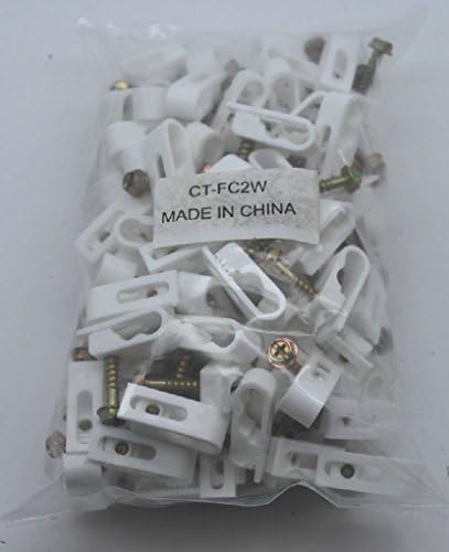 100 New CABLETRONIX White Dual Flex Clips with Screw RG6 Wire CT-FC2W Dual Cable