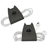 Cat Shaped Cord Keeper (Cord Clam) 2-Pack Handmade by Hide & Drink :: Smoke