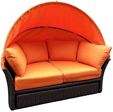 Creative Living 10093364 South Seas Daybed Loveseat Wicker Set, Orange