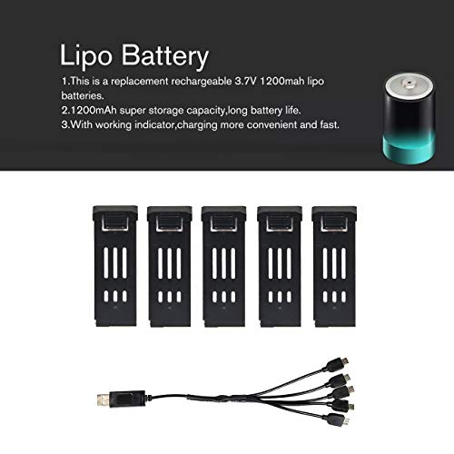 Ba30DEllylelly-5-teilige-37-V-1200-mAh-Lipobatterie-mit-Ladegeraetekabel-fuer-E58-JY019-RC-Drohnen-Ersatzteile-Ersetzen-Sie-wiederaufladbare-Batterien