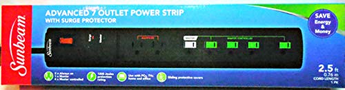 Advanced 7 Outlet Power Strip with Surge Protector 1200 Joules Protection Rating