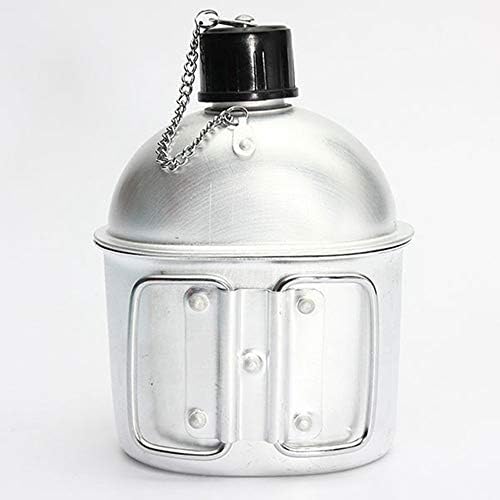 LIOHPK Hot Outdoor Sport Military Aluminum Stainless Steel Water Bottle Canteen Kettle + Army Green Cloth Cover Camping Picnic Travel