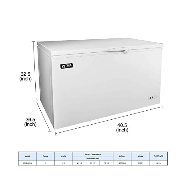 KITMA Commercial Top Chest Freezer 9.6 Cu. Ft. Deep Ice Cream Freezer
