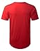 URBANCREWS Mens Hipster Hip Hop Basic Solid Longline T-Shirt Red XLarge