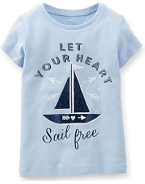 Girls Sail Free Tee, s/s, blue, 2t