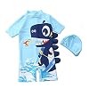Baby Jongens Swimsuit Zipper badpak Swimwear met hoed Rash Guard Surfing Suit for Boys Blue S 2PCS