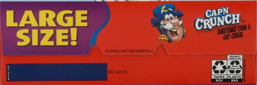 QUAKER CAP’N CRUNCH BREAKFAST CEREAL, 18OZ BOX, 18 OZ