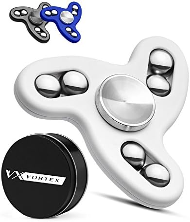 Vortex Spinners - Certified Upgraded High Speed Fidget Spinner Toy with Additional R188 Bearing in Premium Metal Gift Box, 2-5 min of Spin Time (white)