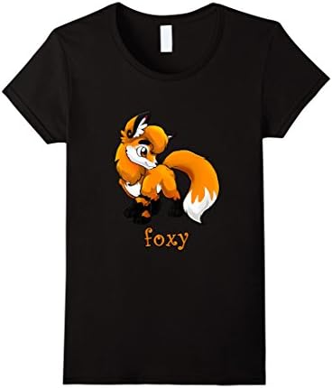 Womens Fox Shirt, Cute Fox T-Shirt - Orange Fox Tee Shirt -Foxy Tee XL Black