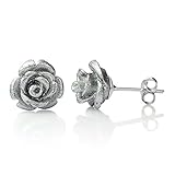 925 Sterling Silver Tiny Resin Rose Flower 9 mm Post Stud Earrings