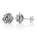 925 Sterling Silver Tiny Resin Rose Flower 9 mm Post Stud Earrings