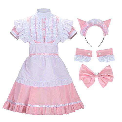 Sheface Women's French Maid Lolita Dress with Cat Ear Costume
