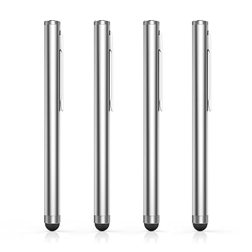 MoKo Rubber Tip Stylus(4 Pcs), Universal 8mm High-precision Pen, for Touch Screen Devices Smartphones & Tablets (iPad, iPhone X/ 8/ 8 Plus, Samsung and More) - Silver