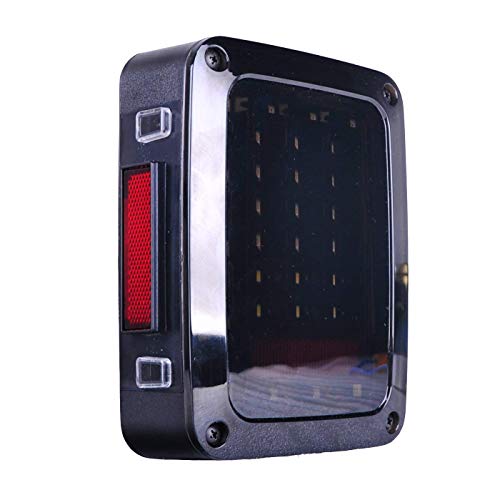 OMOTOR Smoked LED Tail Lights for 2007-2017 Jeep Wrangler Brake Reverse Light Rear Back Up Lights DRL Daytime Running Lamps