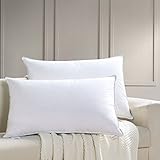 AIKOFUL White Goose Down Bed Pillow, (Queen 2,Soft), Goose Feather Goose Down Blended,Hypoallergenic Cotton Cover Fashionable Piping