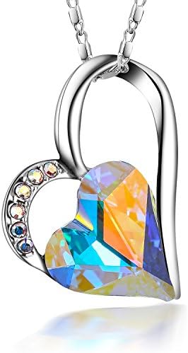 Sivery 'Eternal Love' Women Heart Necklace with Silver Swarovski Crystal, Jewelry for Women