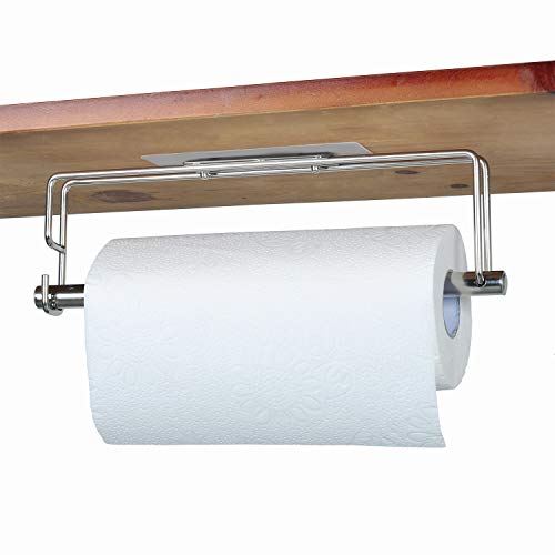 ECROCY Adhesive Paper Towel Holder for Kitchen, Wall Mount/Under Cabinet - Stainless Steel - No Drilling