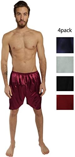 (Pack of 4) SILK MODA - Mens Silk Boxer Shorts Underwear/Lounge Shorts (Light Weight/Summer) - Multicolor (Size: XL)