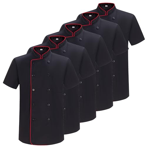 MISEMIYA Pack 5 Unidades-Chef Chef MZ-5-8421B Chef's Jacket, Negro 21, M (Paquete de 5) Men's