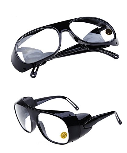 Nadalan White Welding Glasses, Safety Glasses, Laser Protection, Windproof, Anti-Glare, Anti-Shock, Adult, Unisex, Clear Lens, Glass Frame, Full Rim, 1 Pair