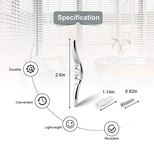 Magicfour Blind Cord Cleat, 2.5in Zinc Alloy Blind Cord Safety Kits Blind Cord Winder Rope Cleat Hook with Screws for Blinds Curtains Sun Screens Shades Ropes (10 Pack)