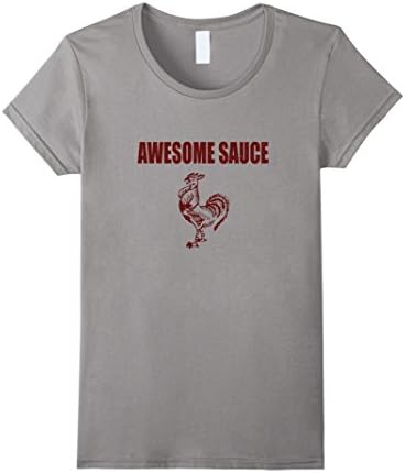 Women's Awesome Sauce Rooster T-Shirt Small Slate
